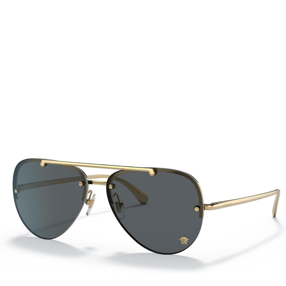 VERSACE Gold and Black Aviator Sunglasses